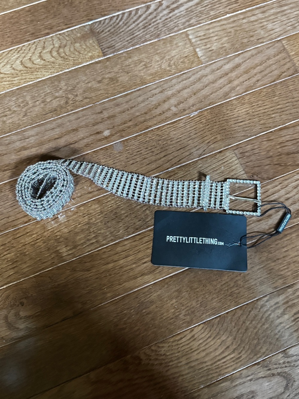 NWT: PrettyLittleThing Silver Crystal Rhinestone Waist Belt